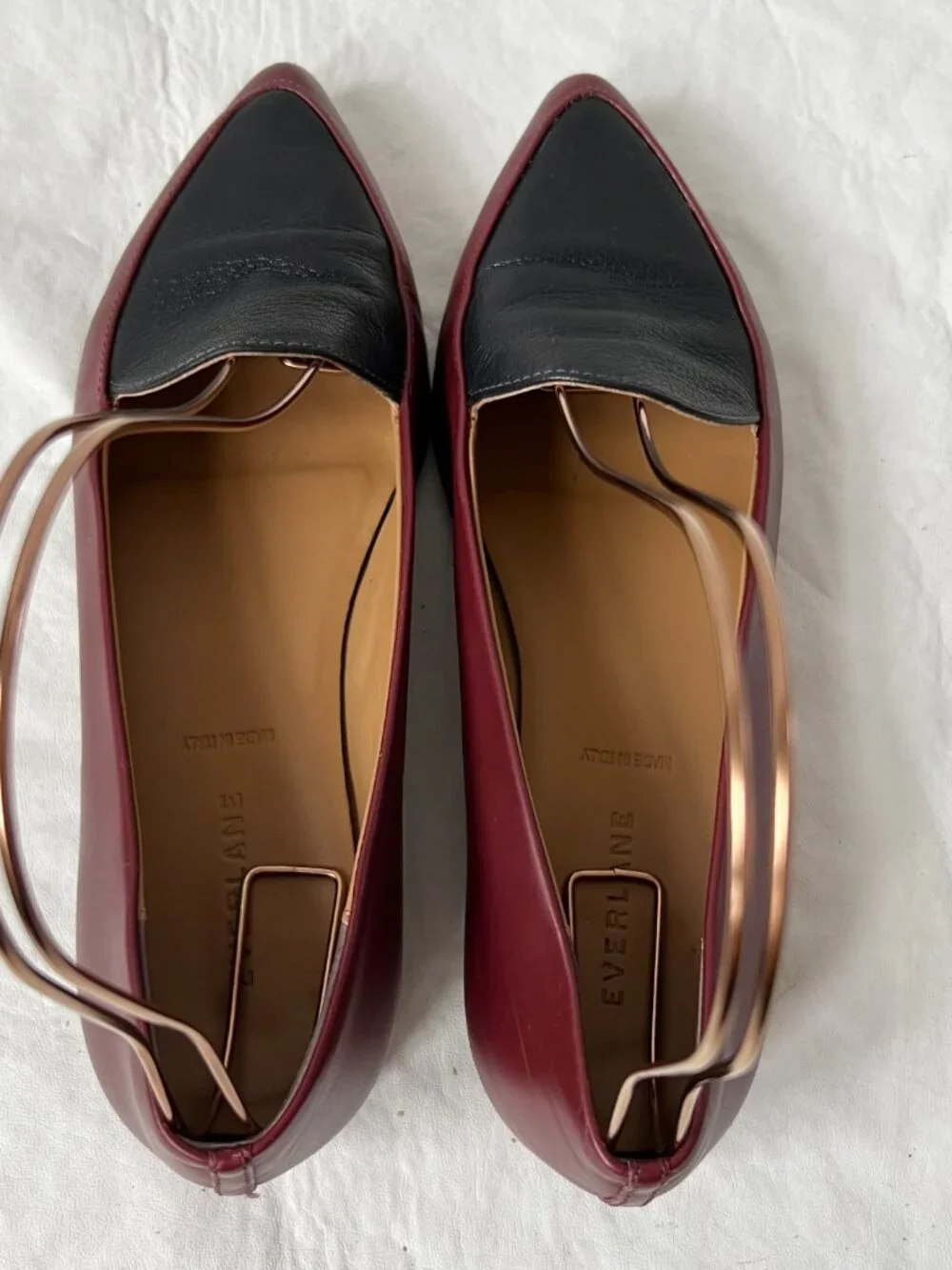 Everlane Modern Point Loafer oxblood red black leather pointed toe womens 9.5 - Picture 5 of 14